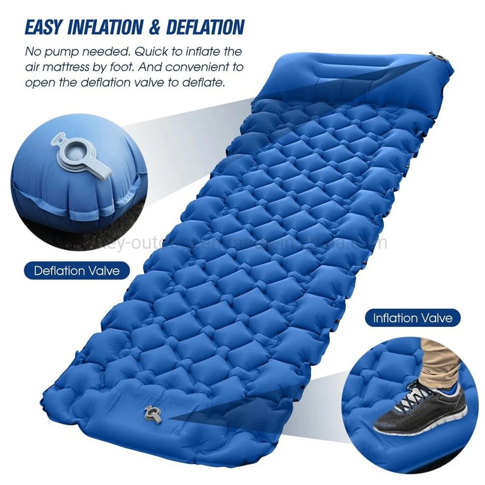 Folding TPU Air Cushion Outdoor Camping Sleeping Foot-Step Automatic Mattress Air Bed Portable Inflatable Bed Beach Picnic Mat Sleeping Pad