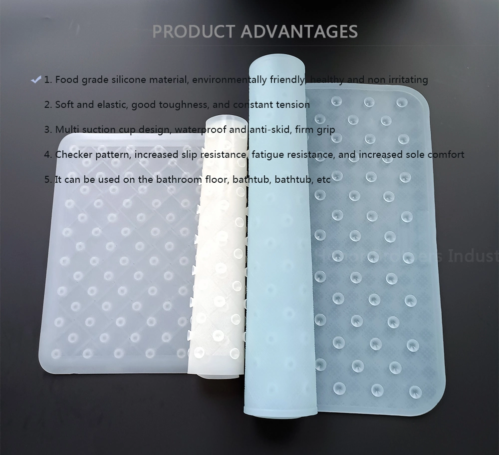 Custom Clear Anti-Slip Silicone Bathtub Mat, Transparent Non-Slip Mat for Tub